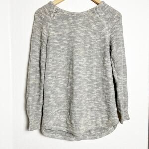 Anthropologie Sparrow Gray Cotton Linen Knit Button Back Casual Sweater Size XS